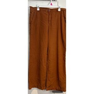 Kut from the Kloth Women Brown Wide Leg Linen Blend Tencel Pants KB48001 Size 8